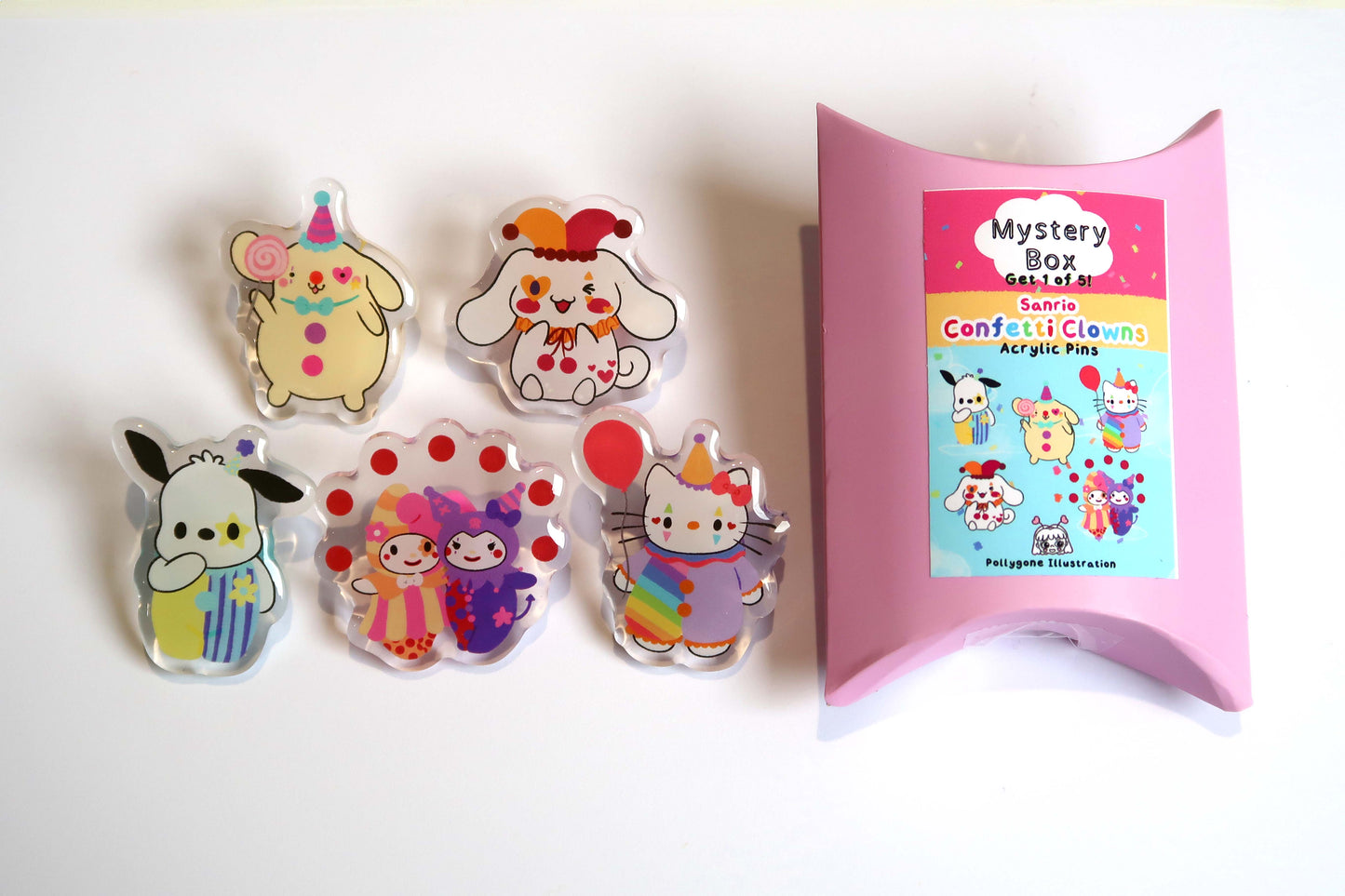 Sanrio Confetti Clowns Mystery Box Acrylic Pins Surprise