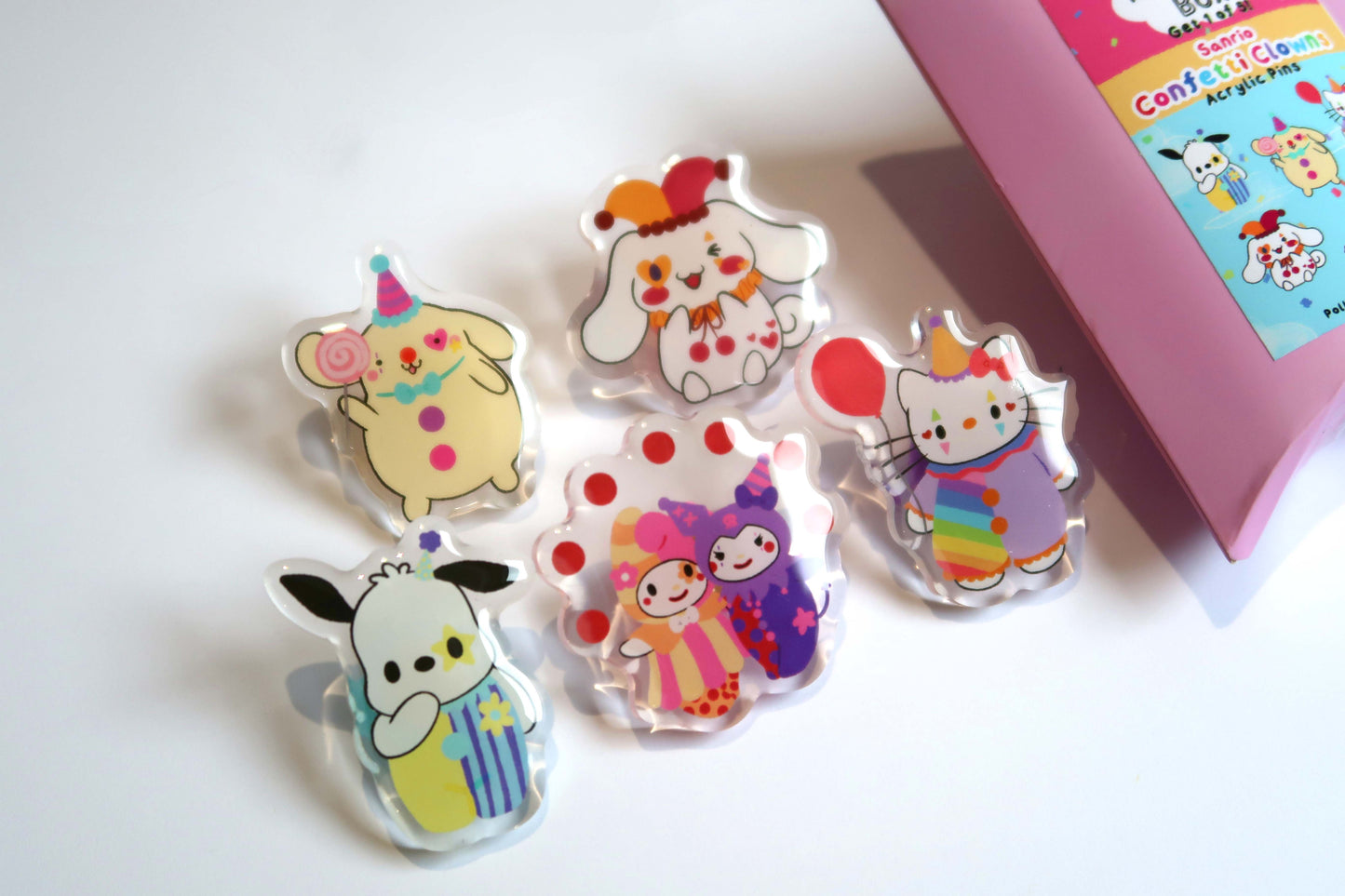 Sanrio Confetti Clowns Mystery Box Acrylic Pins Surprise