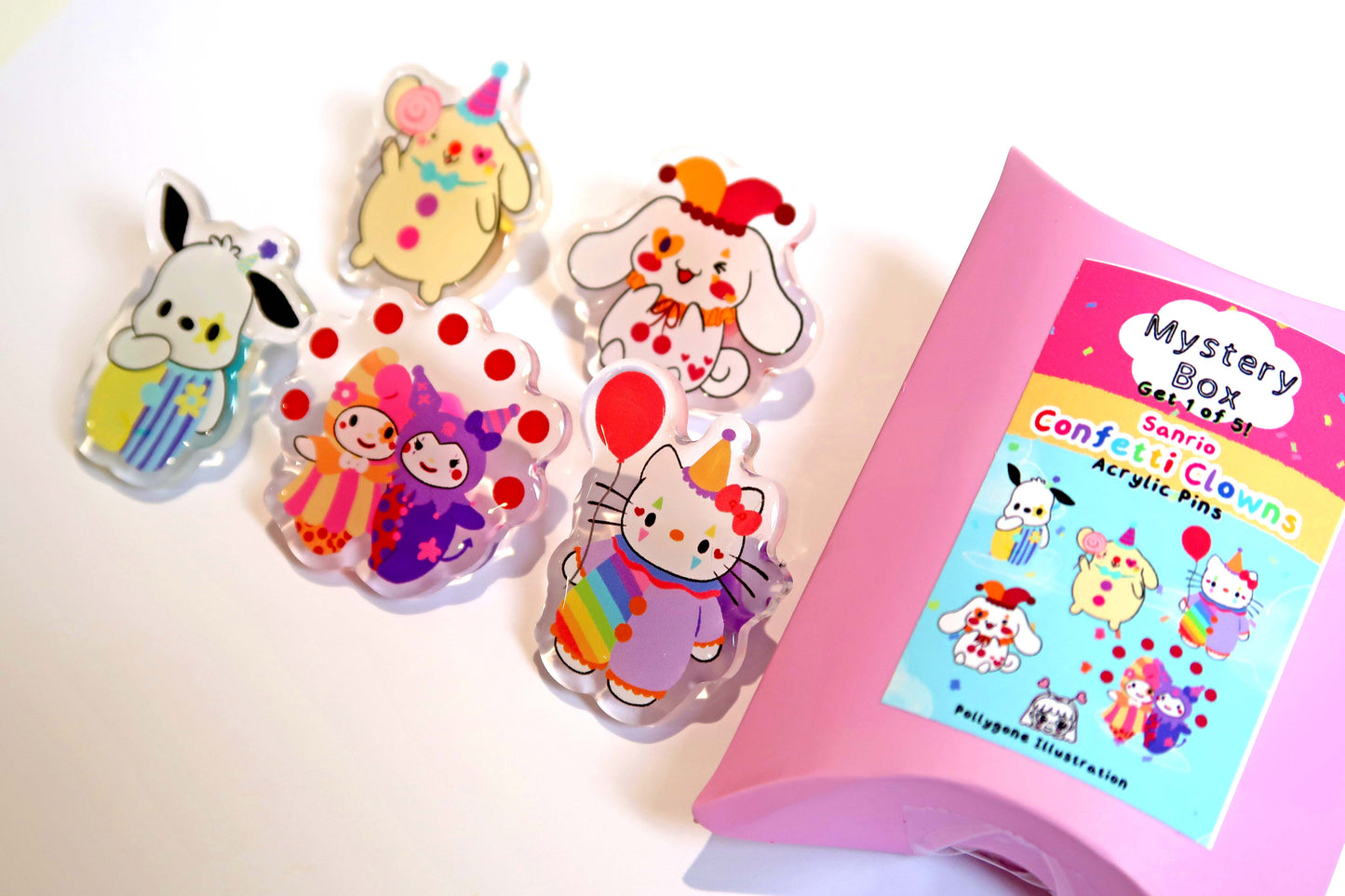 Sanrio Confetti Clowns Mystery Box Acrylic Pins Surprise