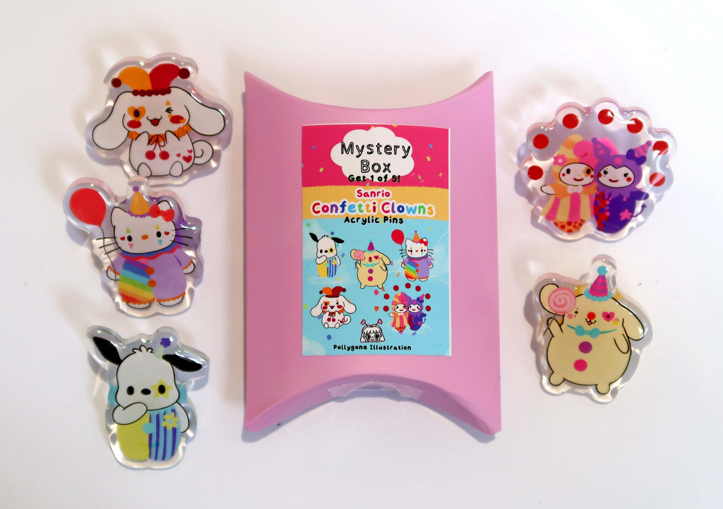 Sanrio Confetti Clowns Mystery Box Acrylic Pins Surprise