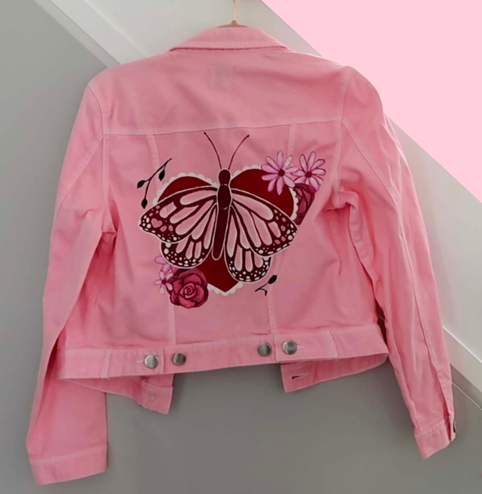 Pink denim outlet jacket uk